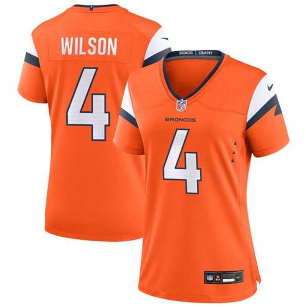 Womens Denver Broncos #4 Zach Wilson Orange 2024 Stitched Jersey Dzhi